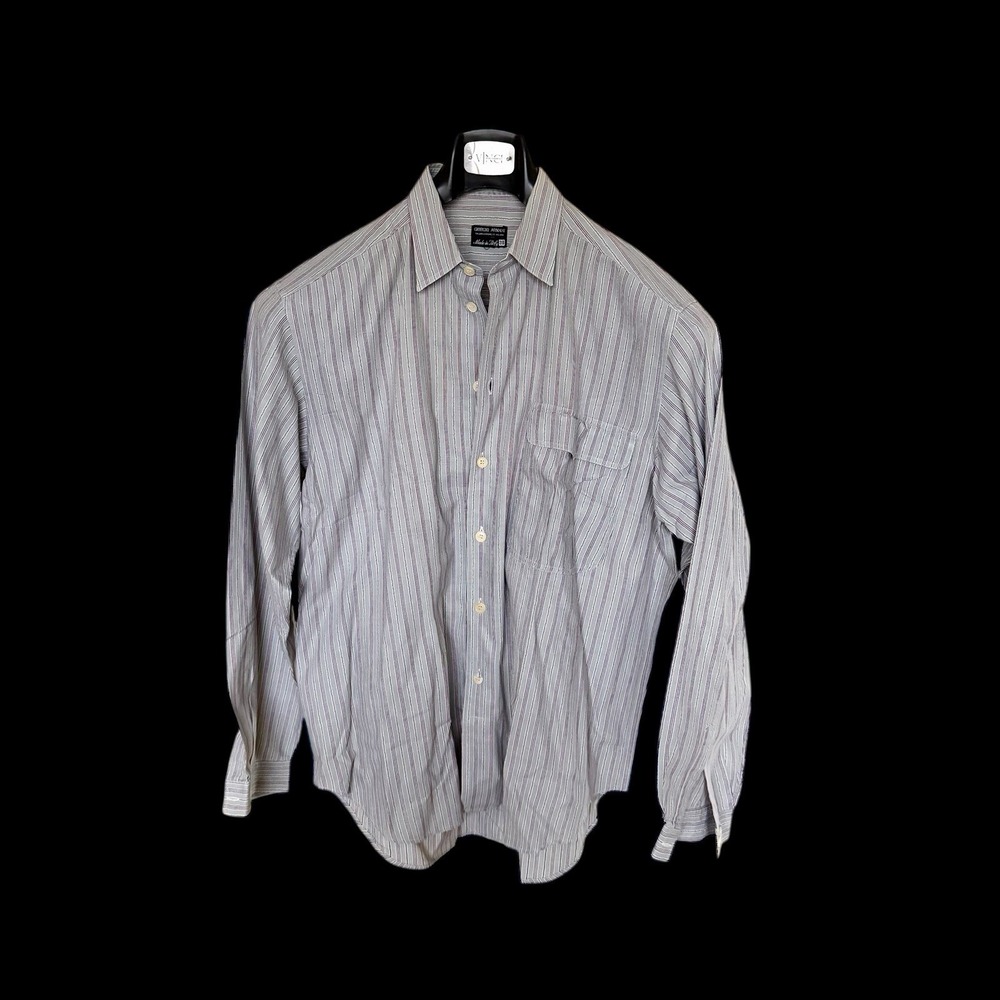 Vintage 80's Giorgio Armani Le Collezioni Sz 38 Button Up Shirt Italy Striped